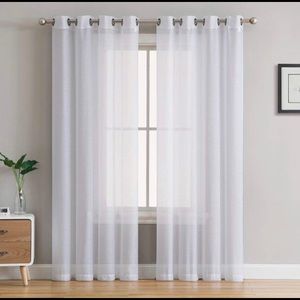 White Sheer Curtains (Pair) - 84” Length